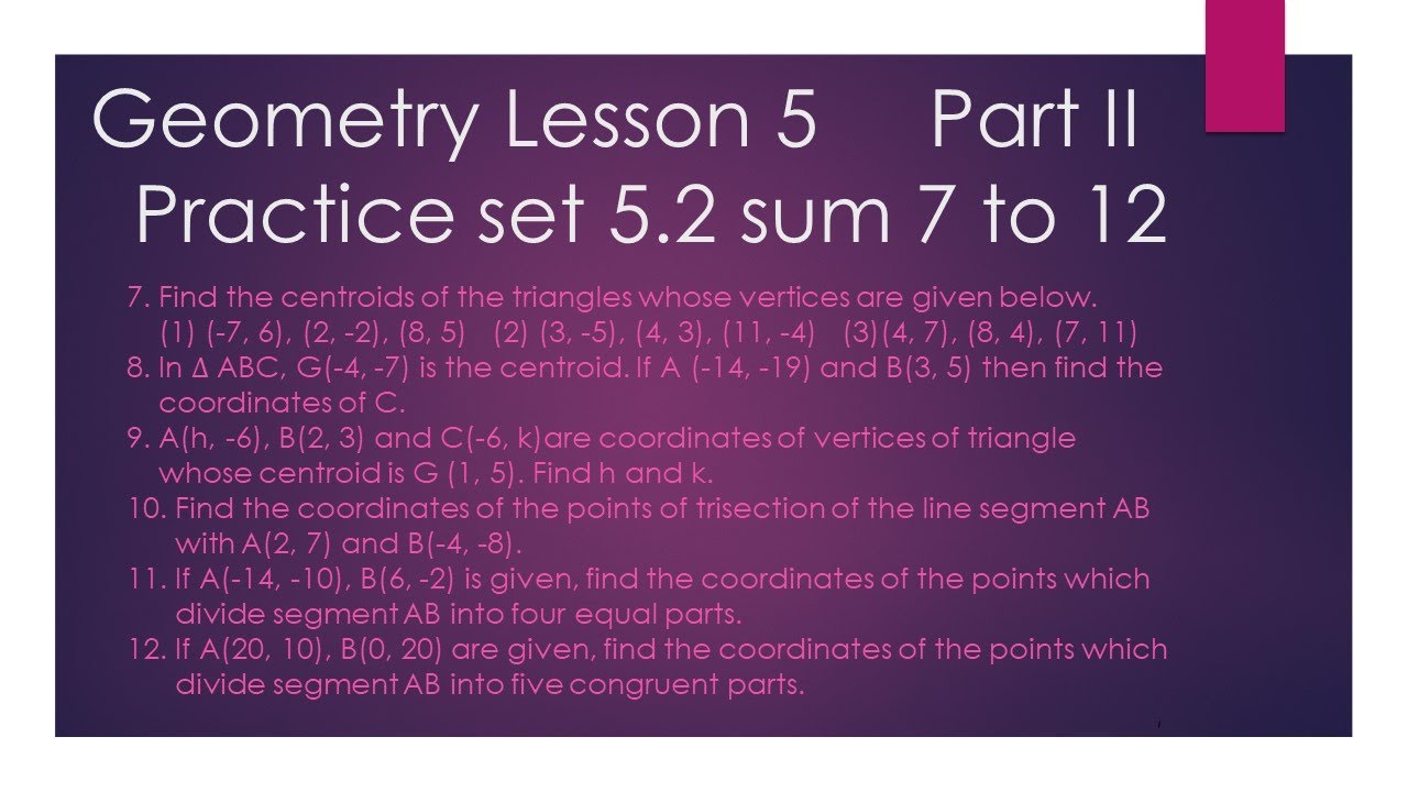 SSC 10th Geometry | Chapter 5 | Practice set 5.2 | Part II | sum 7 to ...