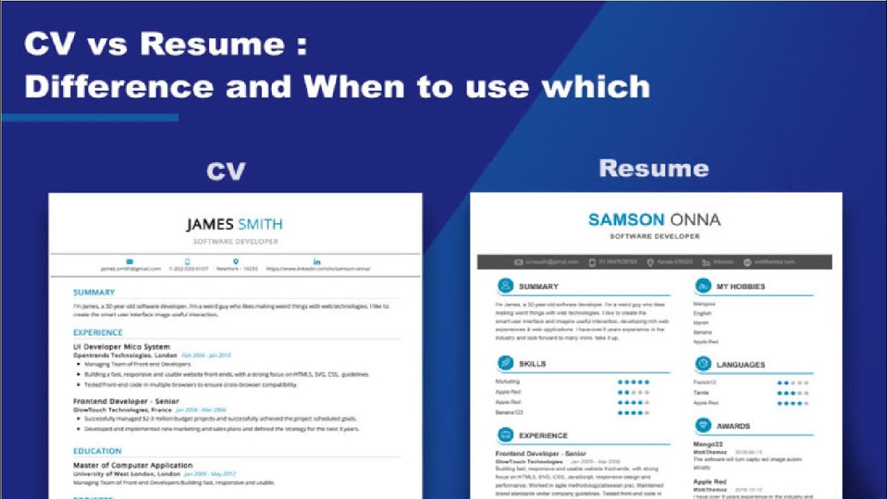 Is Resume the Same as CV