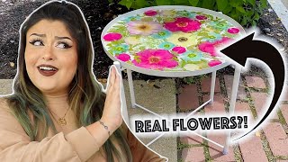 I Made A RESIN END TABLE BUT With REAL FLOWERS! 🌺 🌸 🌼