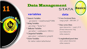 Variables/Data || STATA || Data Management || Econometrics Melody || U/Graduate || Mphil /Phd