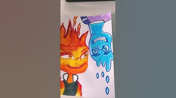 Drawing Ember Lumen🔥 and Wade Ripple 💦 from Elemental with POSCA Markers! #shorts