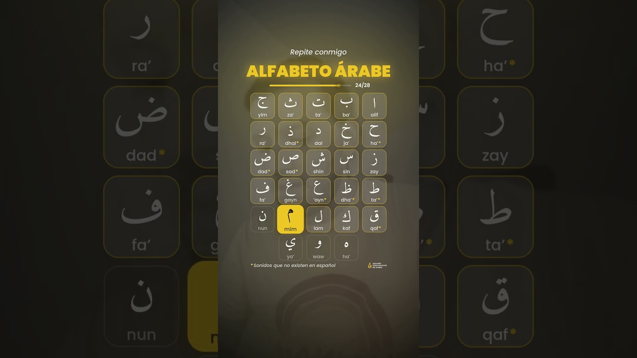 Alfabeto árabe en 1 minuto | Repite conmigo las 28 letras