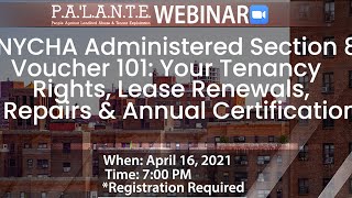 NYCHA Administered Section 8 Voucher 101- Webinar