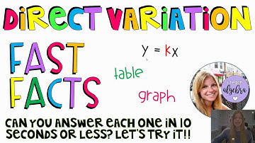 Fast Facts - Is it a Direct Variation?  Equation, Table, and Graph