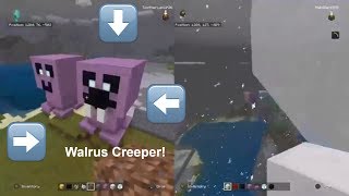 Cloning and building creepers Minecraft creative split-screen