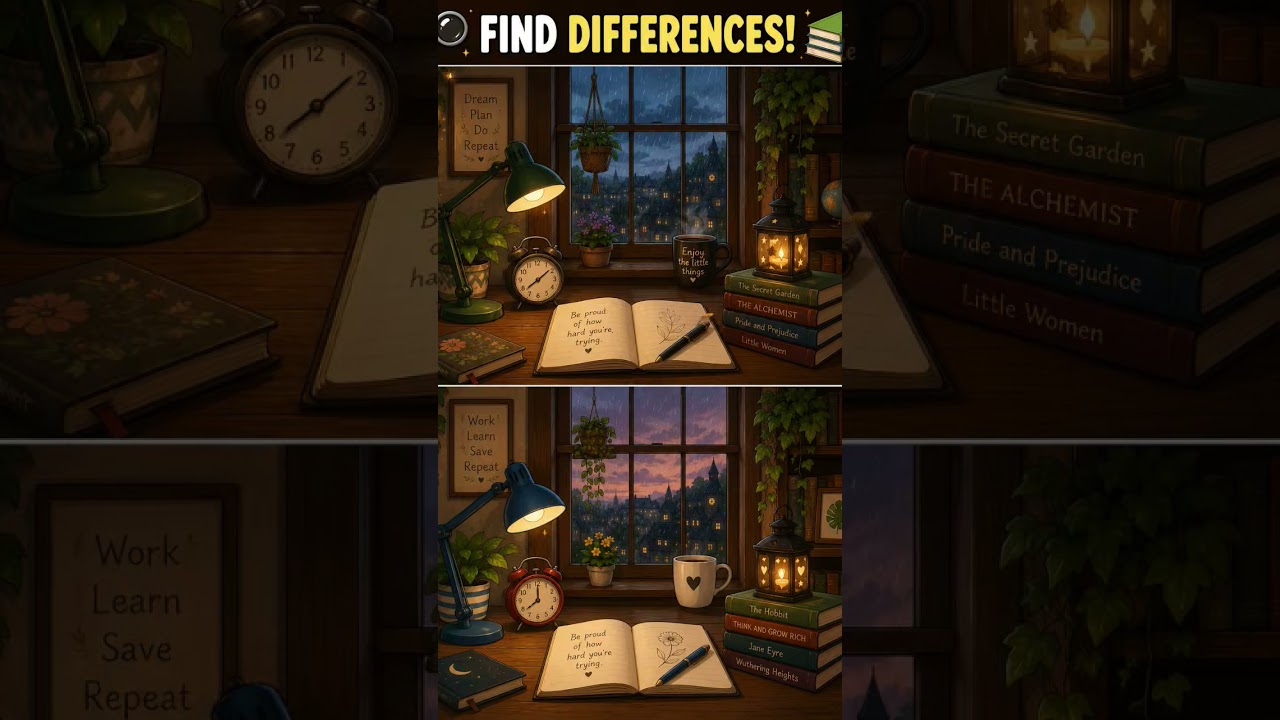 📚 FIND DIFFERENCES! Can You Spot Them All? 👀 | Cozy Study Room