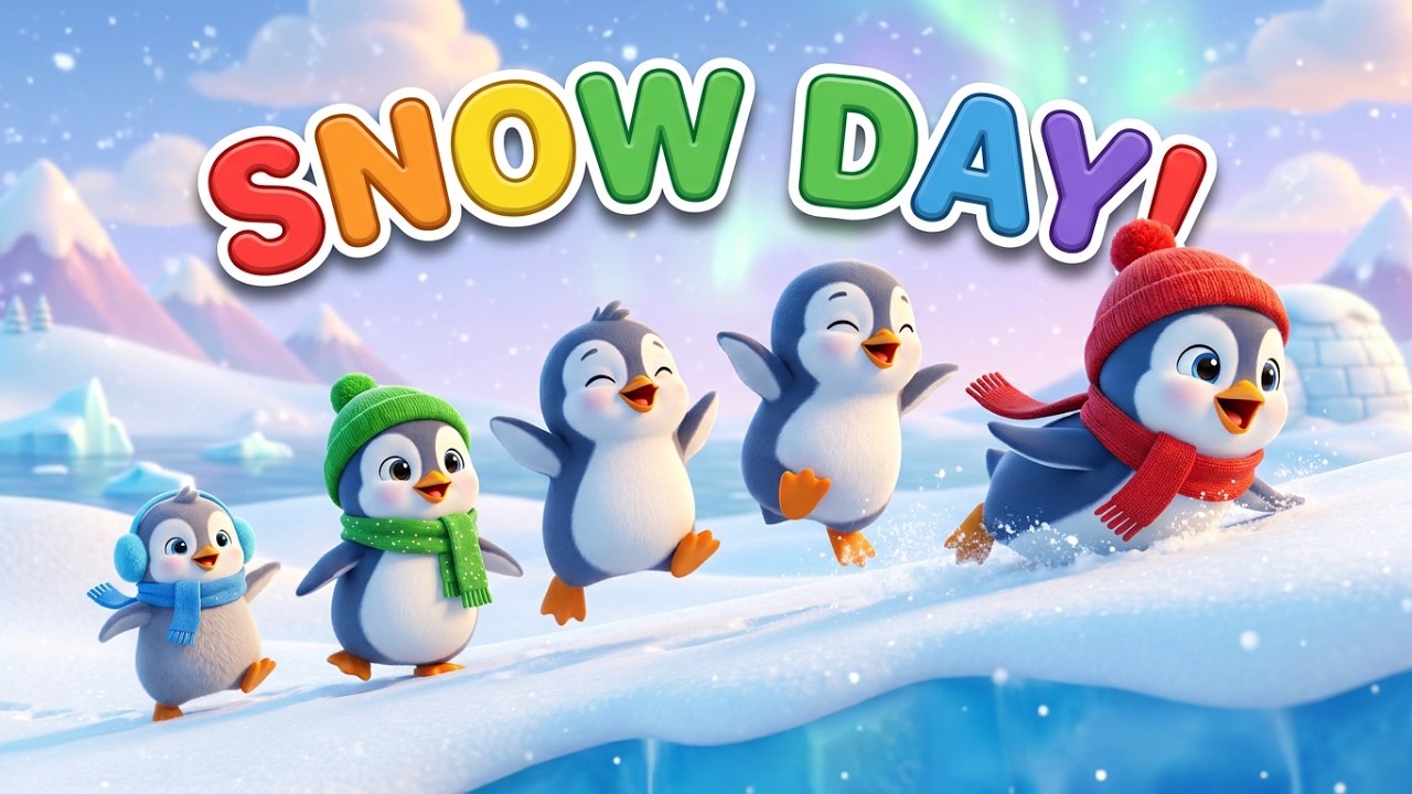 Penguin Snow Day 🐧 ️ | Penguins Playing in the Snow | Nursery Rhymes ...