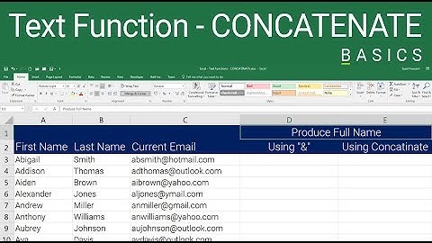 Excel Concatenate Text Function