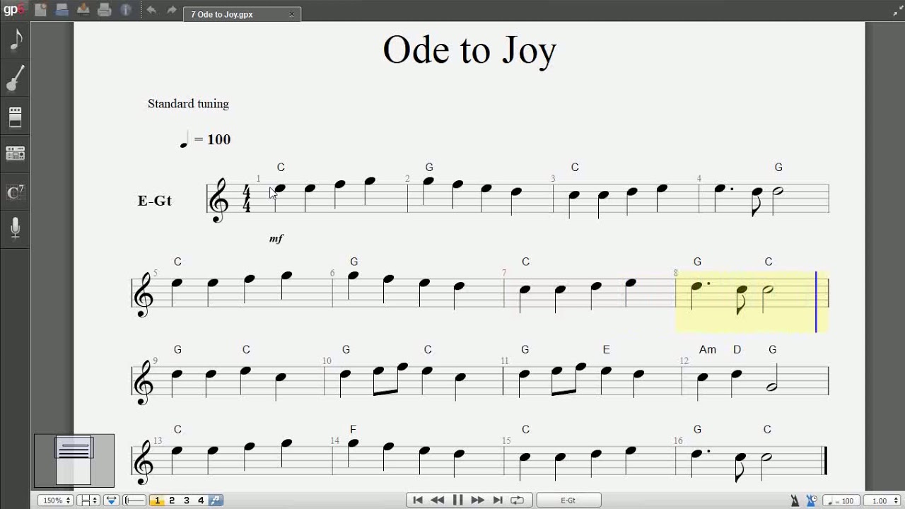 Ode to Joy (guitar solo tab) YouTube