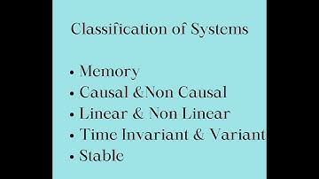 Classification of Systems