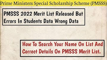 PMSSS 2022 Merit List Errors || Wrong Details Of Students.
