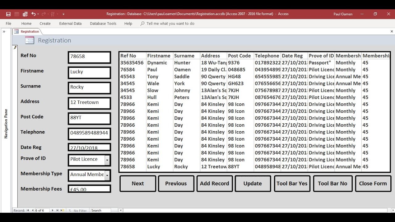 How to Create Registration System In MS Access - Full... - youtube