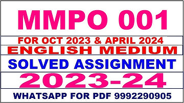 mmpo 001 solved assignment 2023-24 | mmpo 1 solved assignment in english 2024 | mmpo 1 2024