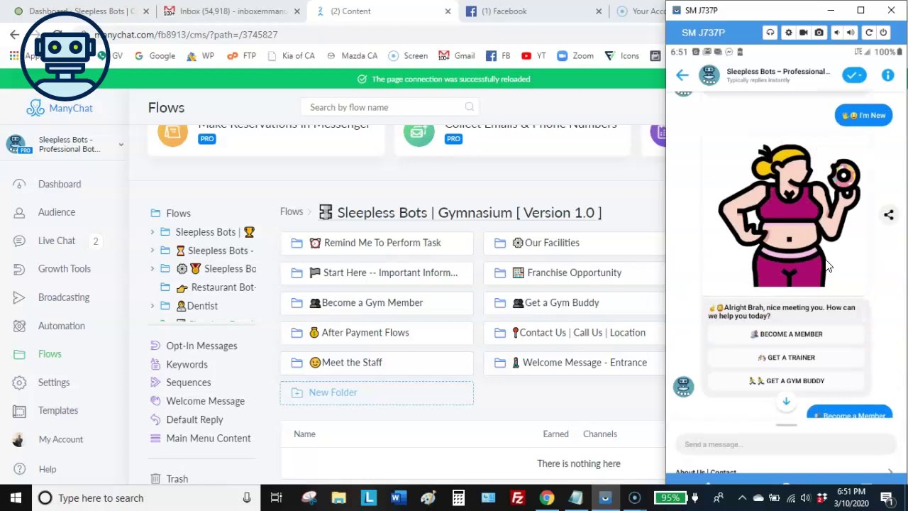 How I Built Chatbot For Gyms | Gymnasium with ManyChat 🔩⚙️🍑🍓