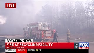 Crews at scene of fire at Greenville Co. recycling facility