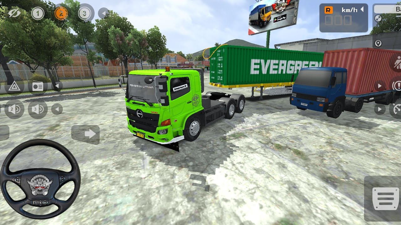 WAW PERMAINAN TRUK TRAILER KONTAINER NEW HINO MENGAMBIL GANDENGAN PETI KEMAS-BUS SIMULATOR INDONESIA