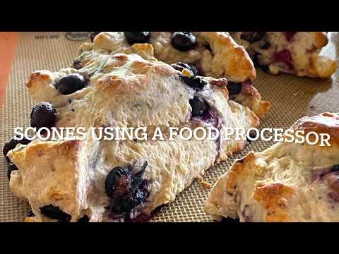 Making berry scones with a food processor