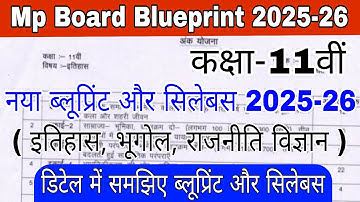 Mp Board Class 11th Arts group blueprint 2025-26 | Class 11th Arts group Blueprint 2025-26