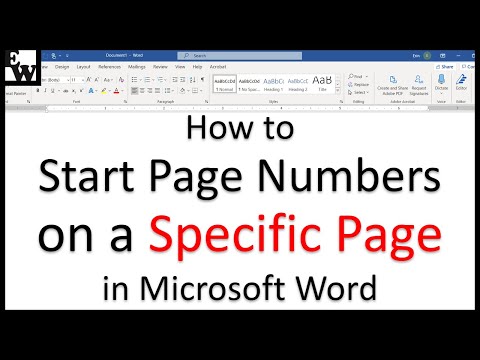 How to Start Page Numbers on a Specific Page in Microsoft Word (PC
