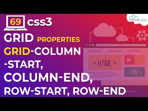 CSS Grid Properties | Grid-column-start, column-end, row-start, row-end | Learn CSS  in Hindi |  #69