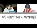 We dont talk anymore  cover by jungkook and you lirik duet karaoke