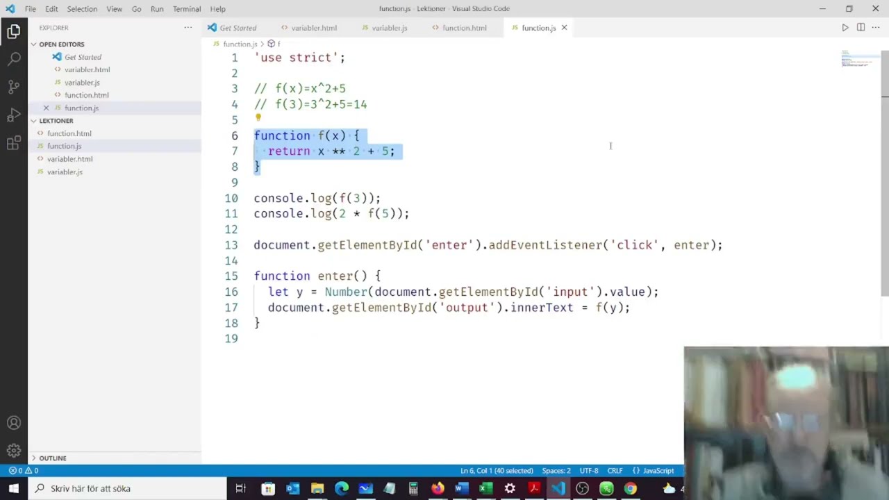 JavaScript Funktioner samt input och output