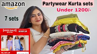Huge 7 Amazon Partywear Kurta Set Haul Latest Affordable Kurtis Haul Amazon Embellished Kurtis