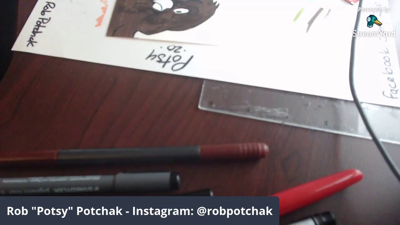 Potsy LIVE Sketch Card Drawing 4-6-2020