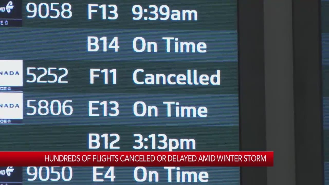 Hundreds of flights canceled or delated amid winter storm - YouTube