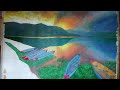 acrylic painting of beautiful landscape #fewalake #lakesidepokhara #landscape #landscapepainting