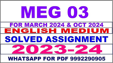 meg 03 solved assignment 2023-24 | meg 3 solved assignment in english 2024 | meg 3 2024