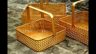 House2home Metal Hamper Basket (Embossed Border with carved bottom) 10, 12, 14 inches – Set of 3 screenshot 5