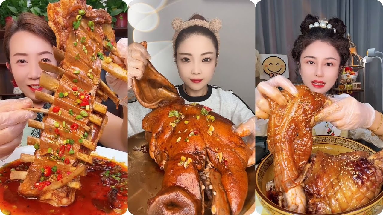 ASMR MUKBANG 먹방 모음이 팅쇼 리얼 사운드 🍖 Beef Ribs, Pork Belly & Intestine 🌶️ CHINESE FOOD EATING SHOW