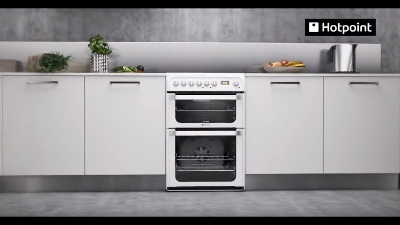 hotpoint hue61xs 60cm double oven electric cooker