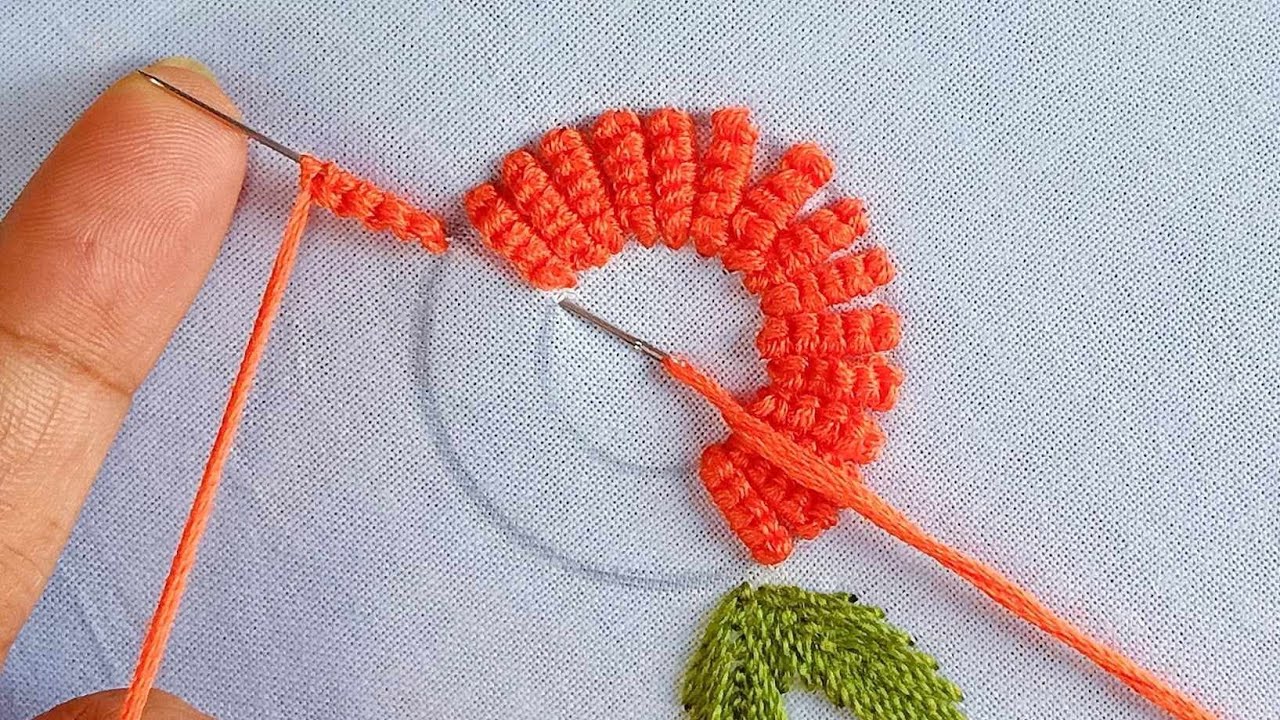 Basic hand embroidery 3D flower allover design amazing needle work cast ...