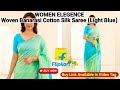 WOMEN ELEGENCE Woven Banarasi Cotton Silk Saree (Light Blue)