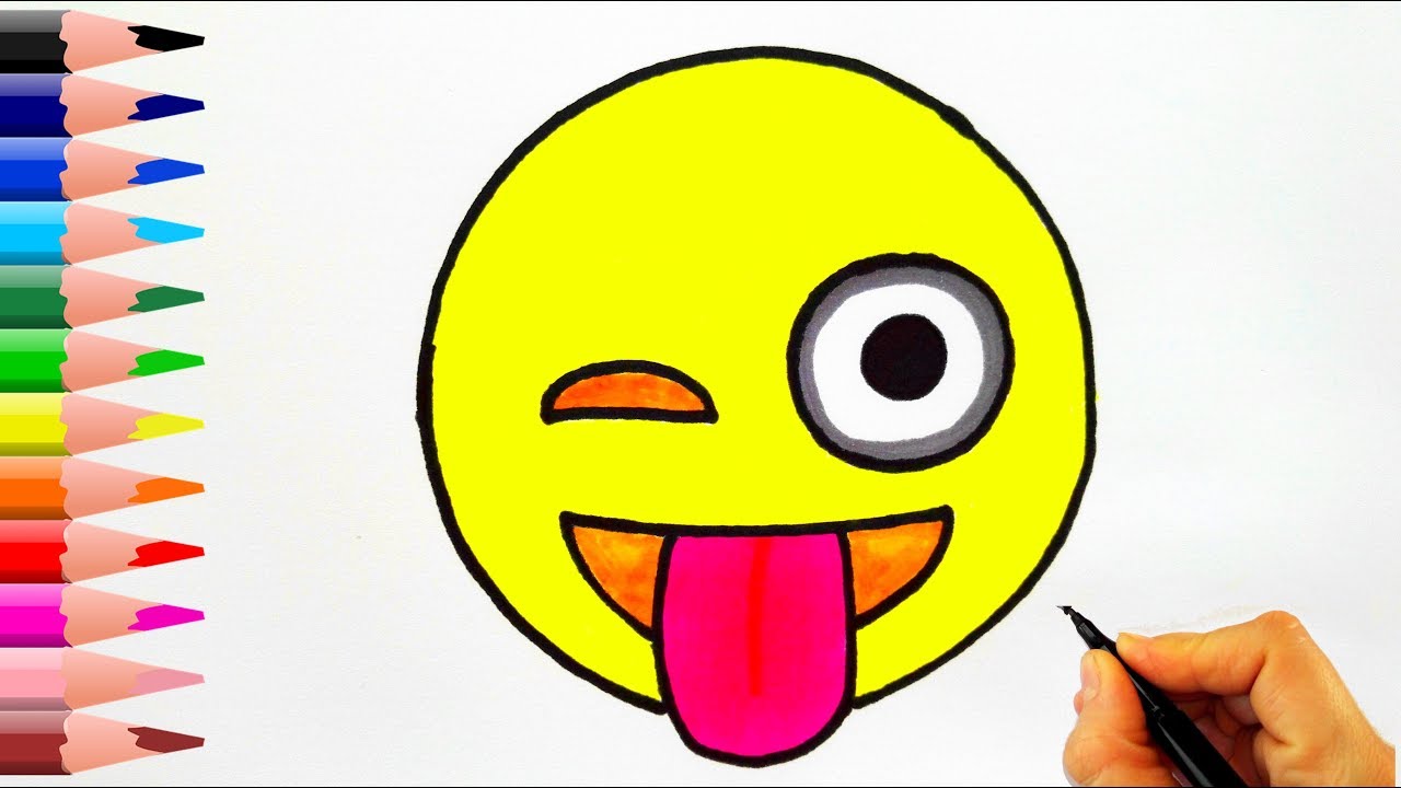 Dil Çıkaran Emoji Nasıl Çizilir? How To Draw Winking Eye Emoji YouTube