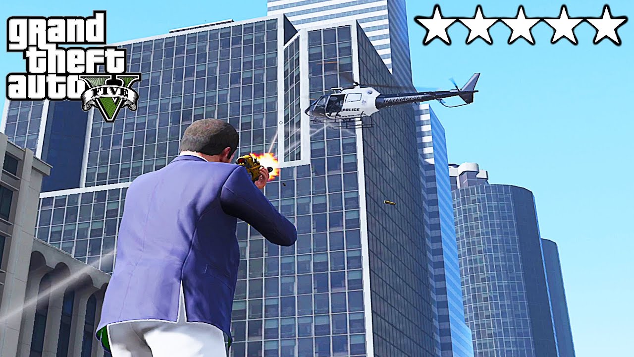 GTA 5 - FIVE STAR COP BATTLE - Michael De Santa Run from Police Chase ...