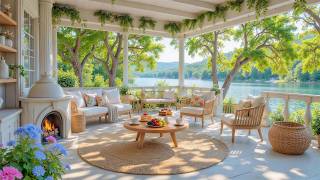 Soft Piano Morning on Summer Porch | Soothing Firesounds &amp; Piano Music for Study &amp; Relaxation