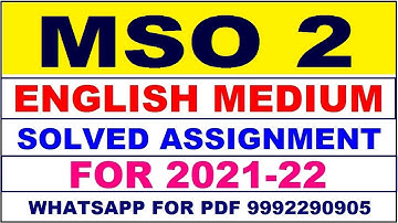 MSO 2 Solved Assignment 2021-22 in ENGLISH,  Whatsapp For Pdf  9992290905.