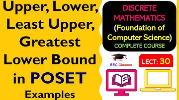 L30: Upper, Lower, Least Upper, Greatest Lower Bound in POSET | Discrete Mathematics Lectures
