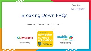 Webinar: Breaking Down FRQs