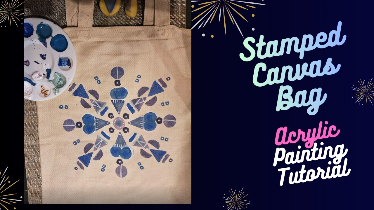ASMR Stamp Painting on Canvas Bags | Art Process