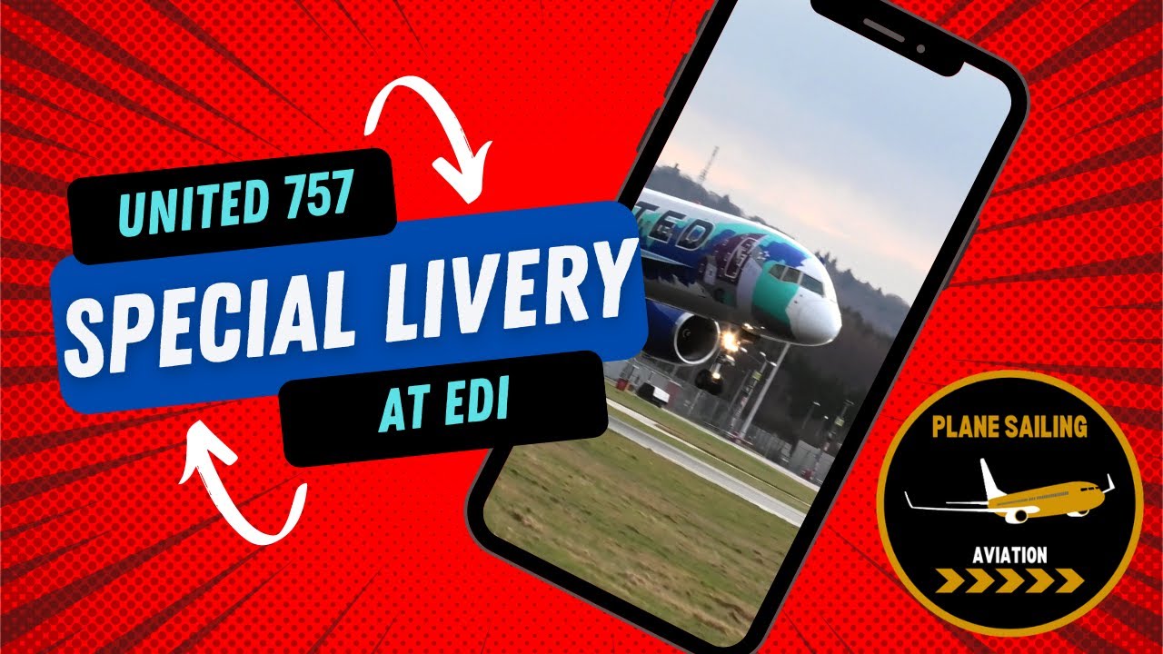 United Airlines Boeing 757 Landing at Edinburgh | New York / New Jersey Special Livery