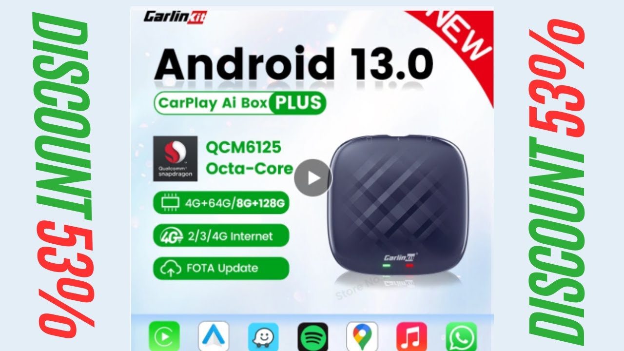 CarlinKit CarPlay Ai Box Android 12 Plus QCM6125 8-core Wireless Android  Auto&Apple CarPlay Netflix TV Box For OEM Wired CarPlay Size: 4GB 64GB,  Color: EM Android 13