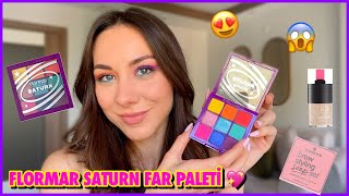 FLORMAR'IN YENİ SATURN FAR PALETİNİ DENEDİM 💖  | FARKLI ÜRÜNLERLE RENKLİ MAKYAJ ✨