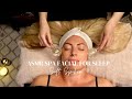 Asmr spa facial for relaxation and sleep  soft spoken with led facial cleanser  ice globes