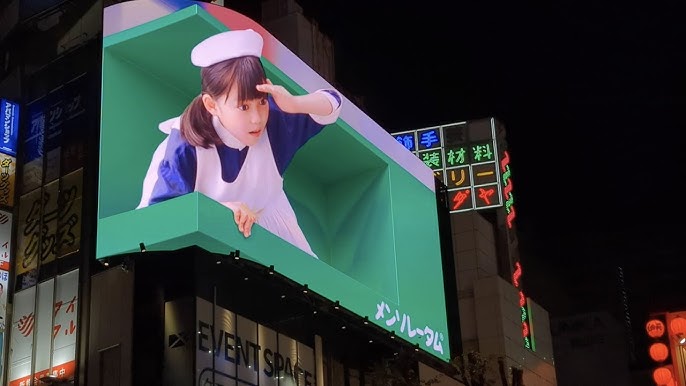 No cut) LOUIS VUITTON × Yayoi Kusama - 3D digital billboard in