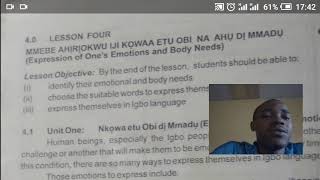 Expression of one's Emotions and Body needs in Igbo/Jss2/first term/week 4