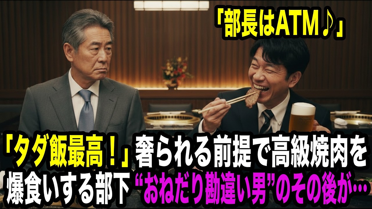 「奢るのは上司の役目ですよね」奢られる前提で高級焼肉を爆食いする部下 「部長はATMっすよ」コネ入社のおねだり勘違い男のその後が…